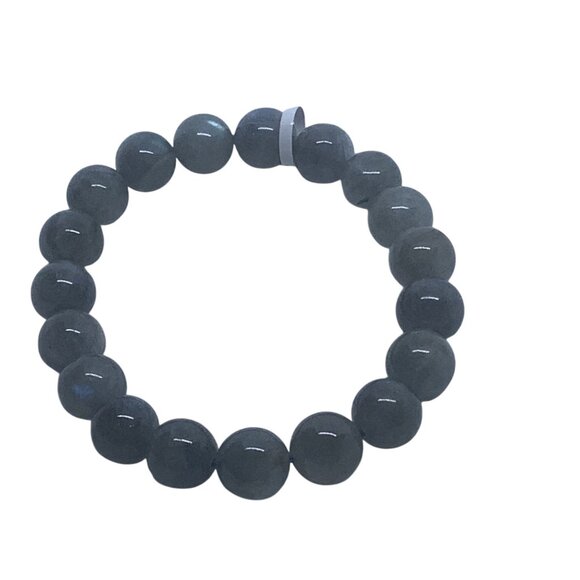 10mm Gray Moonstone Round Bead Balance Bracelet Stretch Bangle Unisex Gemstone - Picture 1 of 6